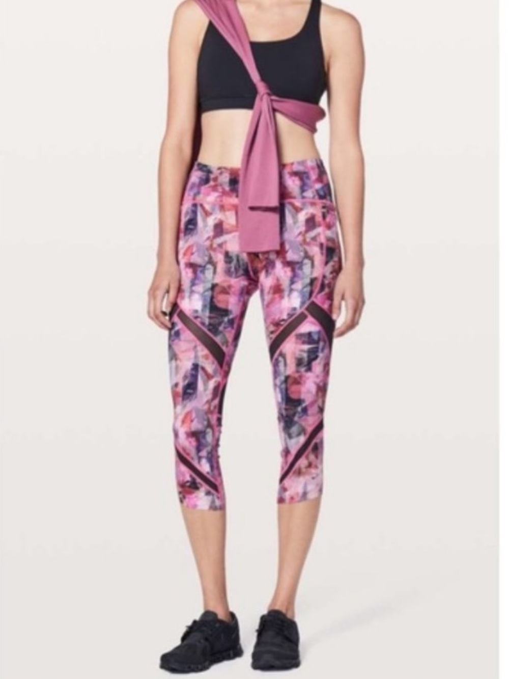 Lululemon On Pace Running Crop Sun Dazed Multi Size 4